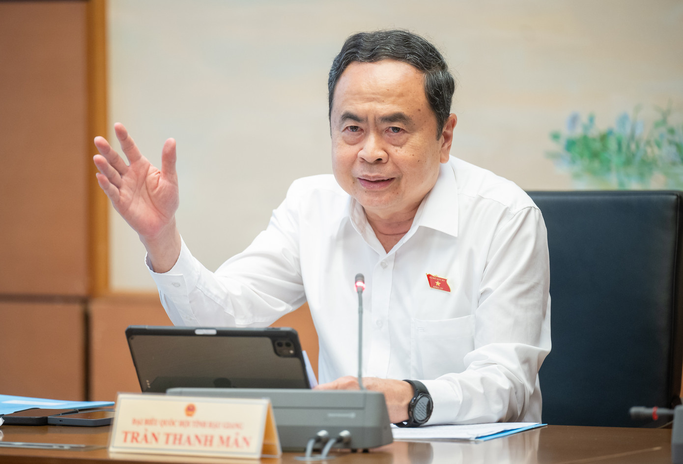 Chủ tịch Quốc hội Trần Thanh Mẫn phát biểu tại phiên thảo luận. Ảnh: QH