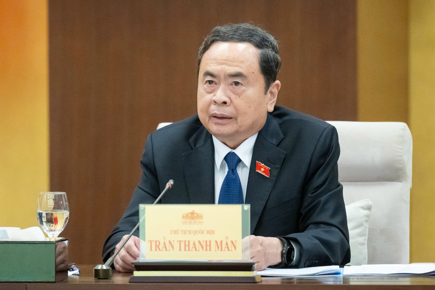 Chủ tịch Quốc hội Trần Thanh Mẫn phát biểu tại phiên họp. Ảnh: QH