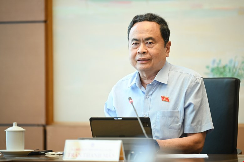 Chủ tịch Quốc hội Trần Thanh Mẫn phát biểu tại phiên thảo luận ở tổ. Ảnh: QH