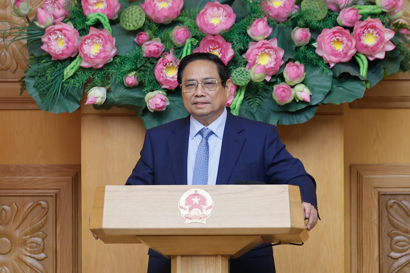 Thủ tướng Chính phủ Phạm Minh Chính phát biểu tại cuộc làm việc. Ảnh Nhật Bắc Thủ tướng Chính phủ Phạm Minh Chính phát biểu tại cuộc làm việc. Ảnh Nhật Bắc