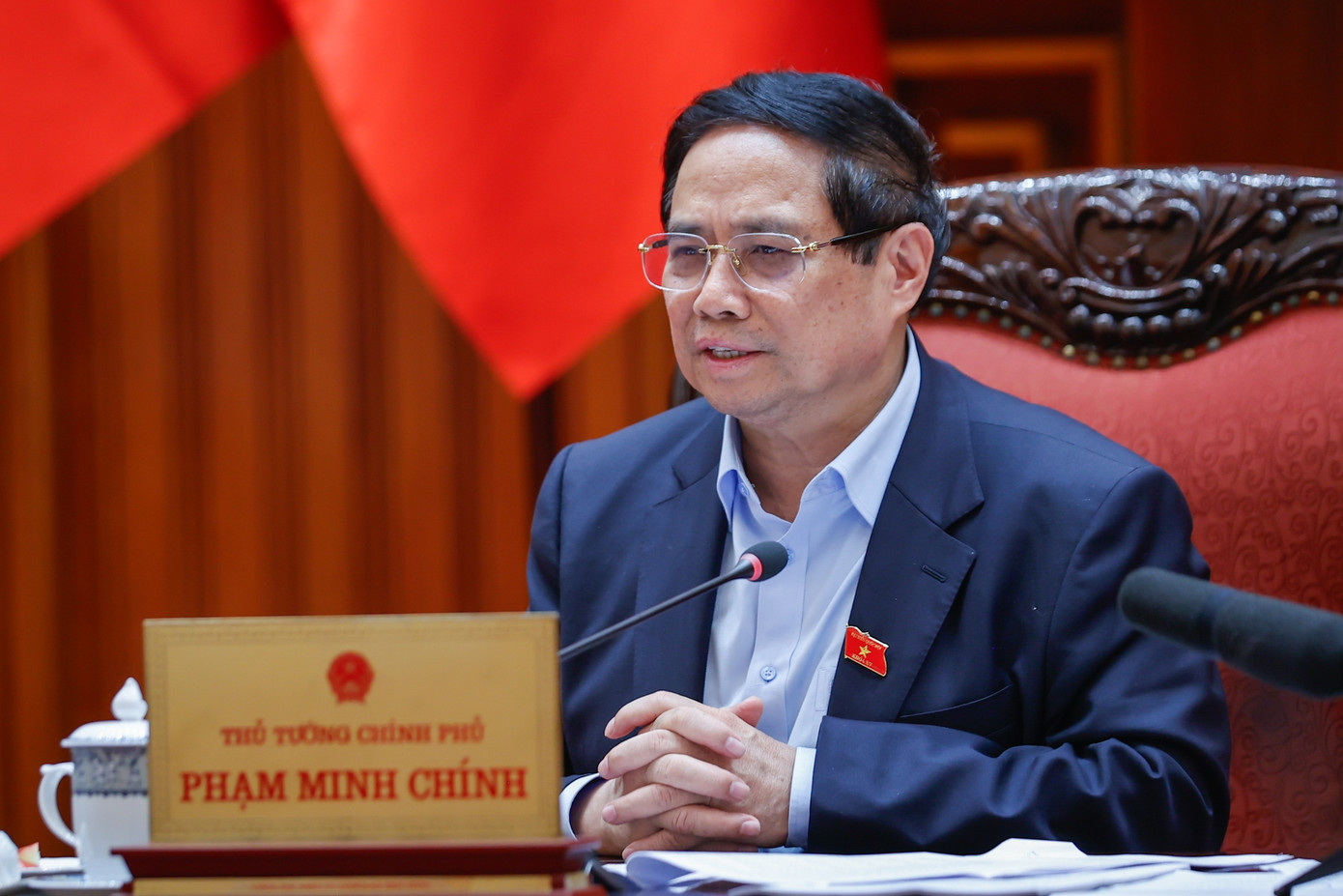 Thủ tướng Phạm Minh Chính phát biểu tại cuộc họp. Ảnh: Nhật Bắc.