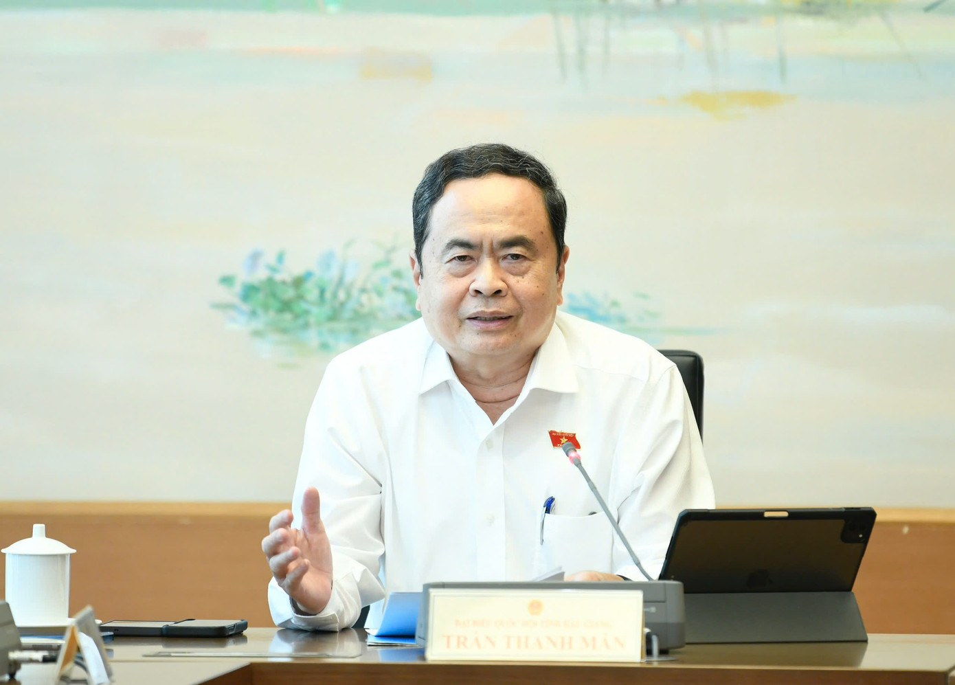 Chủ tịch Quốc hội Trần Thanh Mẫn phát biểu tại phiên thảo luận ở tổ. Ảnh: Như Ý. Chủ tịch Quốc hội Trần Thanh Mẫn phát biểu tại phiên thảo luận ở tổ. Ảnh: Như Ý.