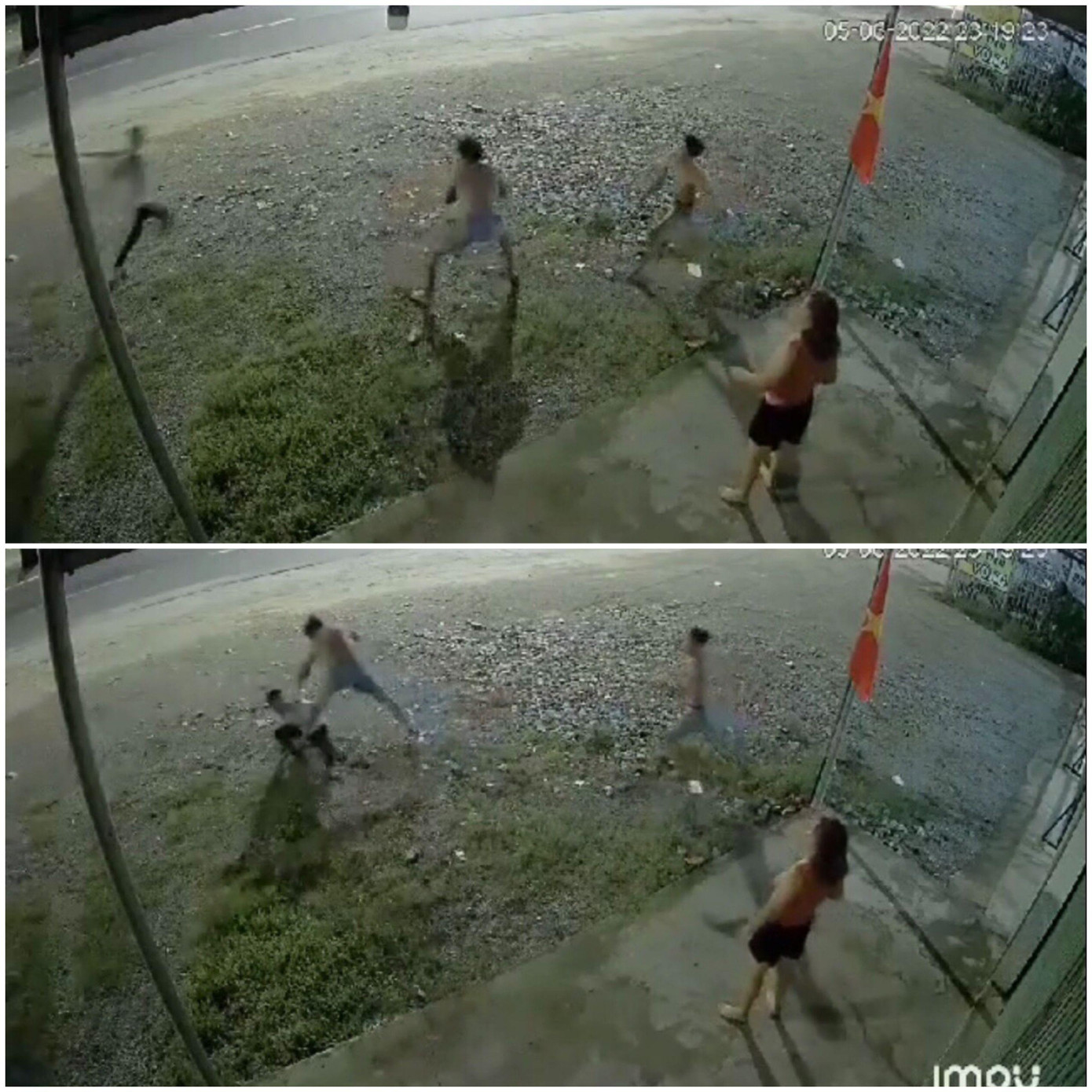 Các đối tượng chém nhau (ảnh từ clip)