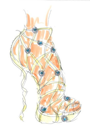 Mẫu giày dành cho công nương Kate Midddleton với dây lụa đính sapphire óng ánh của Stuart Weitzman