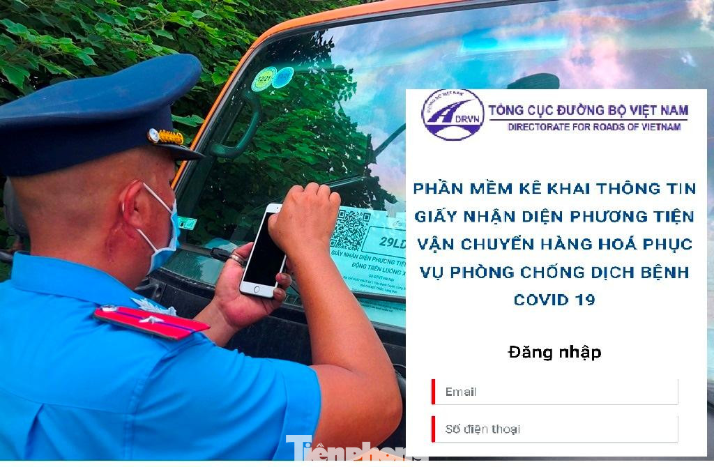 Tài xế xe tải 29LD-01578 cho biết, giấy luồng xanh treo trên xe vừa được đăng ký lại, nay không truy cập được lái xe không biết, không nhận được thông báo gì.