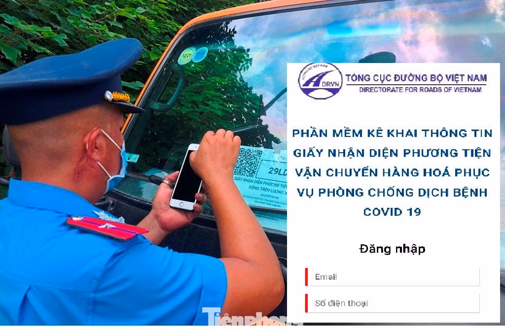 Tài xế xe tải 29LD-01578 cho biết, giấy luồng xanh treo trên xe vừa được đăng ký lại, nay không truy cập được lái xe không biết, không nhận được thông báo gì.