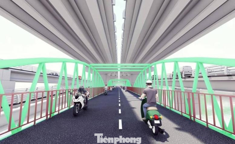 Cầu có mặt cắt 2 làn xe (mỗi chiều 1 làn) có chức năng sử dụng cho xe máy lưu thông. Cầu có dầm, lan can làm bằng sắt 2 bên. Hệ thống chịu lực chính của cầu là 2 dàn thép 2 bên (sơn xanh) được thiết kế cách điệu dạng hình vòm, vừa đảm bảo an toàn vừa mang lại thẩm mỹ cho cầu.