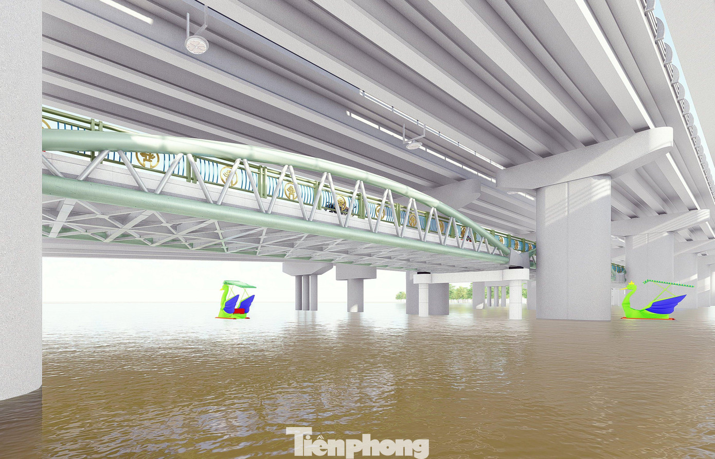 Do thi công trong điều kiện không gian độ tĩnh không bên trên không có, nên để di chuyển được nguyên vật liệu, trong đó có dàn kết cấu vòm thép được đúc sẵn trong xưởng, Chủ đầu tư là Ban QLDA đầu tư xây dựng công trình Hà Nội và các nhà thầu, cùng đơn vị thi công là Tổng công ty cơ khí xây dựng Thăng long - CTCP đã phải dựng trụ đà tạm, sau đó tời kéo dọc thiết bị chứ không thể dùng cẩu thẳng như thông thường.