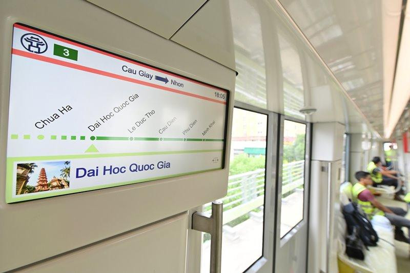 Bảng hành trình tàu qua các ga trên tại đoạn tuyến trên cao Nhổn - Cầu Giấy