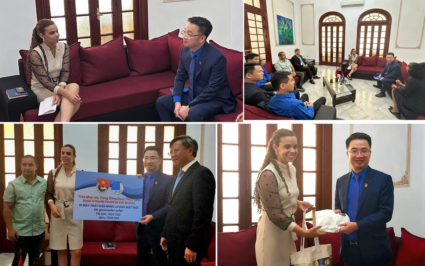 Anh Nguyễn Tường Lâm hội đàm với chị Meyvis Estévez Echeverría. Dịp này, đoàn công tác T.Ư Đoàn TNCS Hồ Chí Minh trao tặng nguồn lực cho T.Ư Đoàn TNCS Cuba. Anh Nguyễn Tường Lâm hội đàm với chị Meyvis Estévez Echeverría. Dịp này, đoàn công tác T.Ư Đoàn TNCS Hồ Chí Minh trao tặng nguồn lực cho T.Ư Đoàn TNCS Cuba.