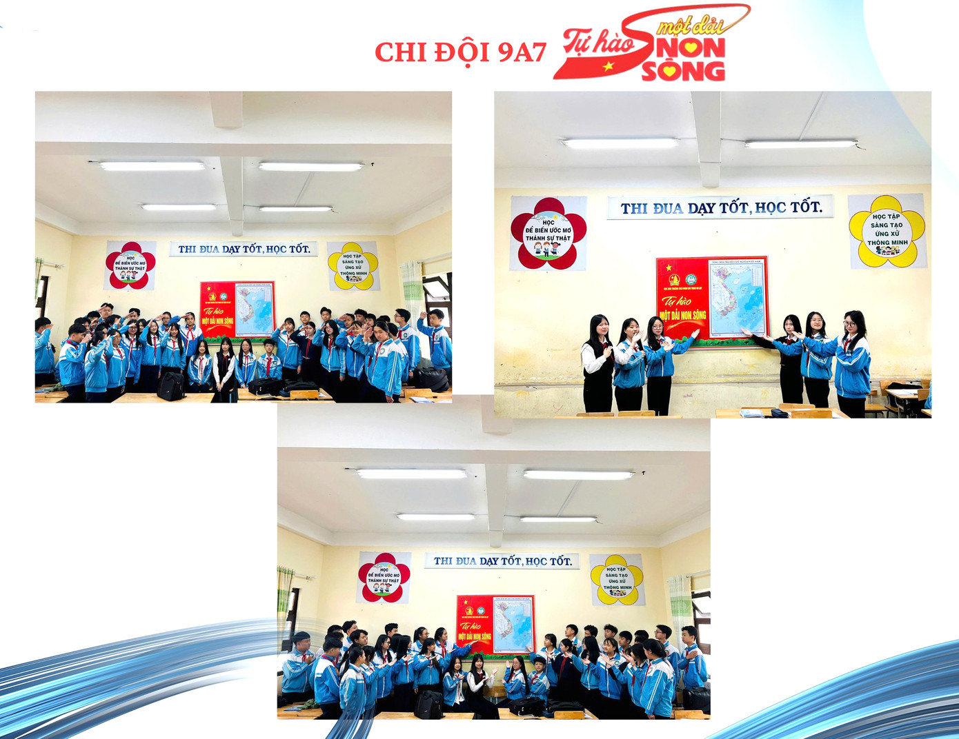 Cũng dịp này, nhiều cơ sở Đoàn, Đội tiếp tục treo bản đồ Tổ quốc hưởng ứng cuộc vận động "Tự hào một dải non sông" do T.Ư Đoàn phát động, để bày tỏ niềm tự hào, cũng như ý thức trách nhiệm về chủ quyền quốc gia, dân tộc. (Dịp này, Trường THCS Phan Chu Trinh, thành phố Đà Lạt đã trang bị 26 bản đồ tại 26 phòng học của học sinh, nhằm giáo dục lòng yêu nước, tự hào về toàn vẹn lãnh thổ). Cũng dịp này, nhiều cơ sở Đoàn, Đội tiếp tục treo bản đồ Tổ quốc hưởng ứng cuộc vận động "Tự hào một dải non sông" do T.Ư Đoàn phát động, để bày tỏ niềm tự hào, cũng như ý thức trách nhiệm về chủ quyền quốc gia, dân tộc. (Dịp này, Trường THCS Phan Chu Trinh, thành phố Đà Lạt đã trang bị 26 bản đồ tại 26 phòng học của học sinh, nhằm giáo dục lòng yêu nước, tự hào về toàn vẹn lãnh thổ).