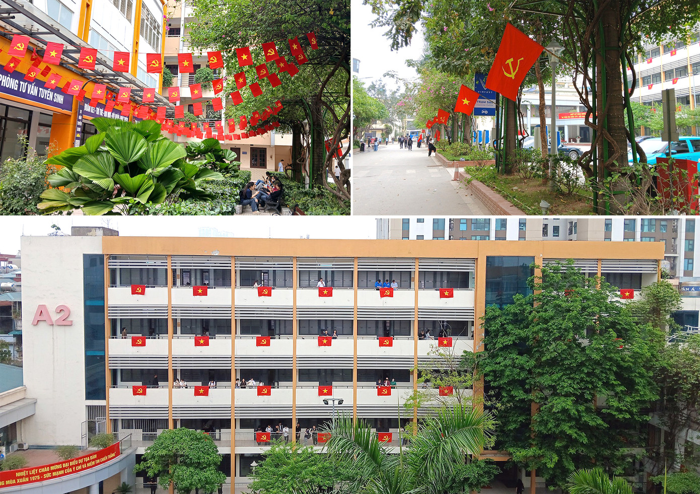 Hình ảnh ở trường ĐH Giao thông vận tải được chia sẻ trên fanpage của trường.