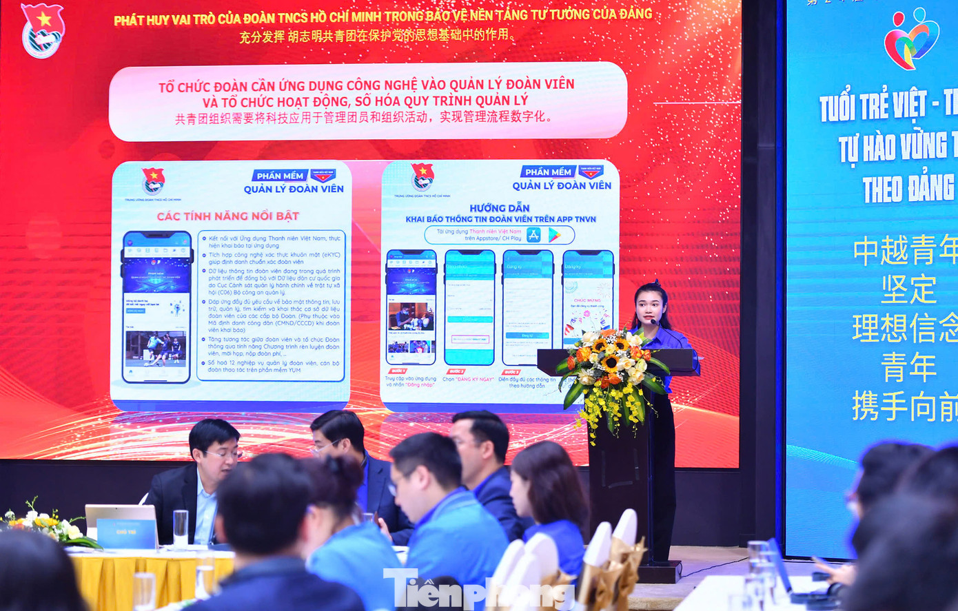 Chị Nguyễn Minh Anh - Bí thư Đoàn Phường Quảng An tham luận tại tọa đàm. Ảnh: P.Linh Chị Nguyễn Minh Anh - Bí thư Đoàn Phường Quảng An tham luận tại tọa đàm. Ảnh: P.Linh