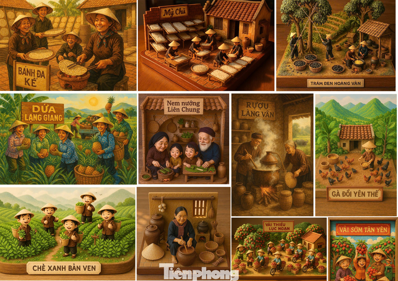 Bắt nhịp trào lưu tạo hình ảnh 3D ứng dụng công nghệ trí tuệ nhân tạo (AI) đang gây “sốt” trong cộng đồng mạng, tổ chức Đoàn và đoàn viên, thanh niên ở nhiều địa phương đã nhanh chóng quảng bá, giới thiệu các nét văn hóa truyền thống của quê hương. Trong hình là hình ảnh 3D giới thiệu đặc sản, ẩm thực ở Bắc Giang như: Bánh đa kê, mỳ Chũ, tương la, vải thiều... được Đoàn Thanh niên tỉnh xây dựng.