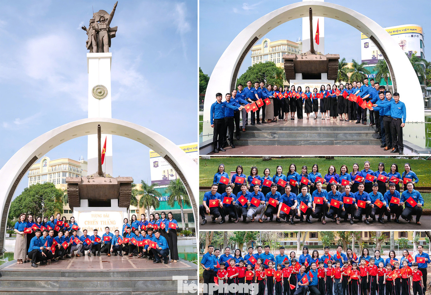 Cán bộ, đoàn viên thanh niên Đắk Lắk với cờ đỏ sao vàng hưởng ứng "Hòa bình đẹp lắm". Nguồn ảnh: TĐĐL