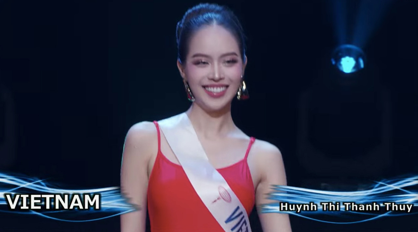 Thanh Thủy trong các phần thi ở Hoa hậu Quốc tế 2024.