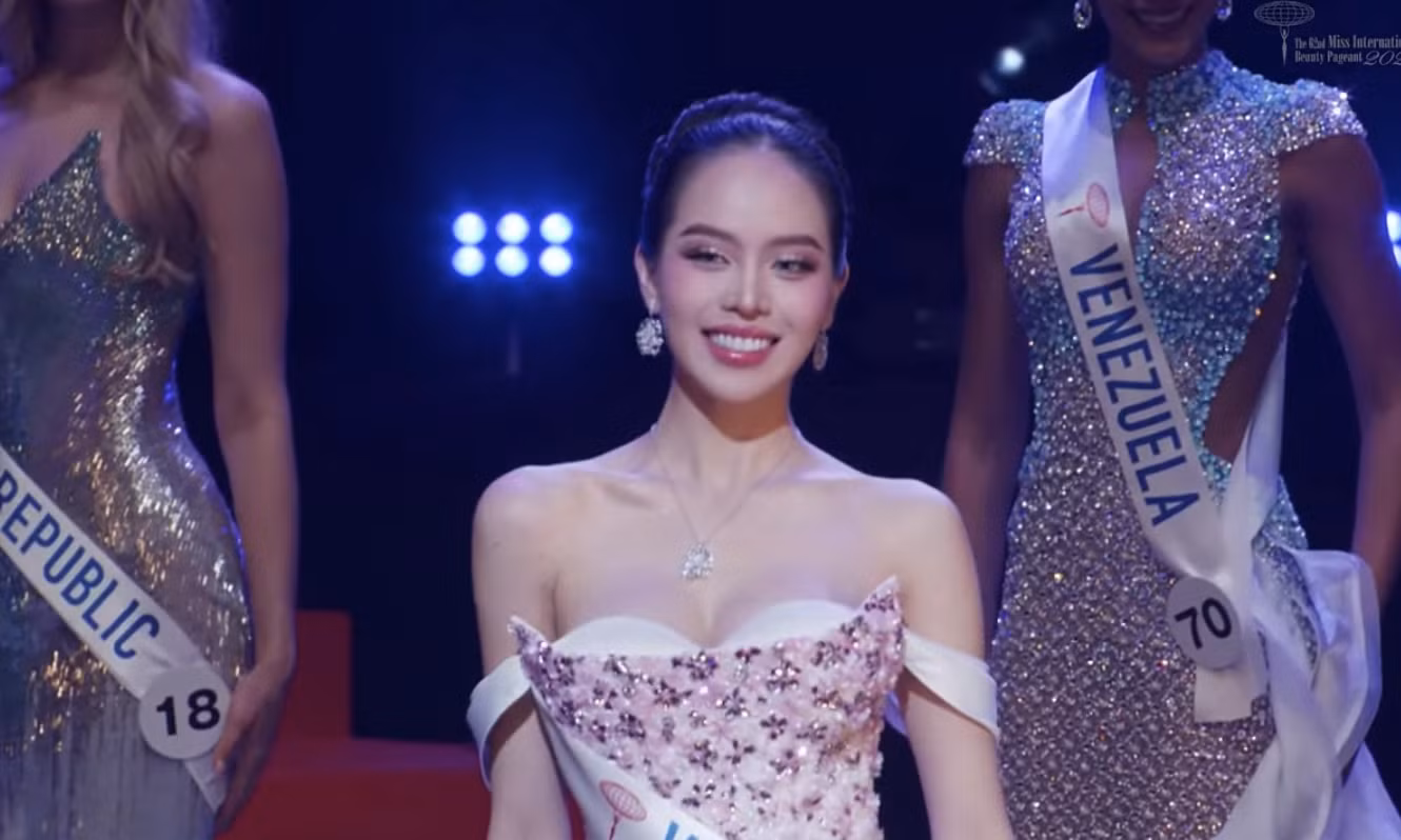 Thanh Thủy trong các phần thi ở Hoa hậu Quốc tế 2024.