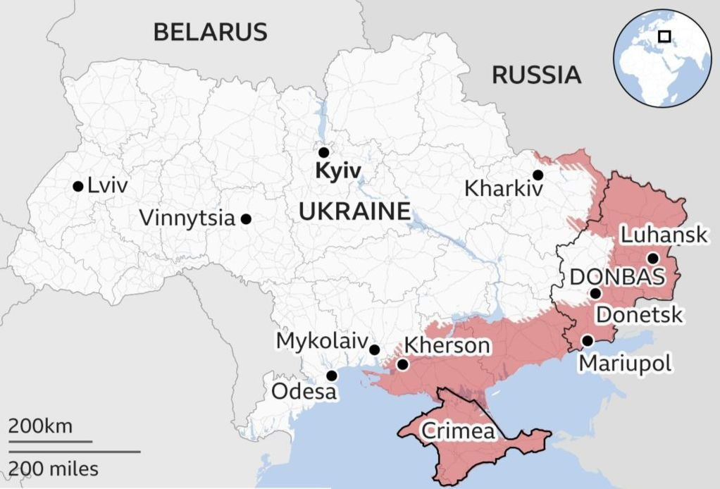 Khu vực Kharkiv nằm giáp Nga. Bản đồ: BBC