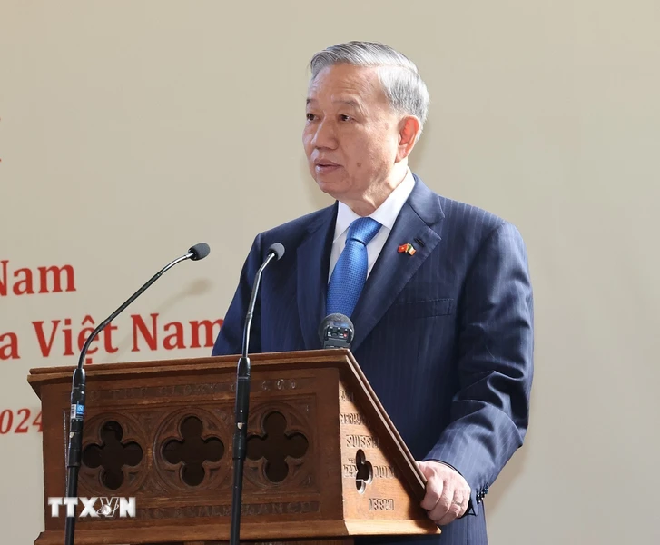 Tổng Bí thư, Chủ tịch nước Tô Lâm phát biểu. (Ảnh: Trí Dũng/TTXVN)