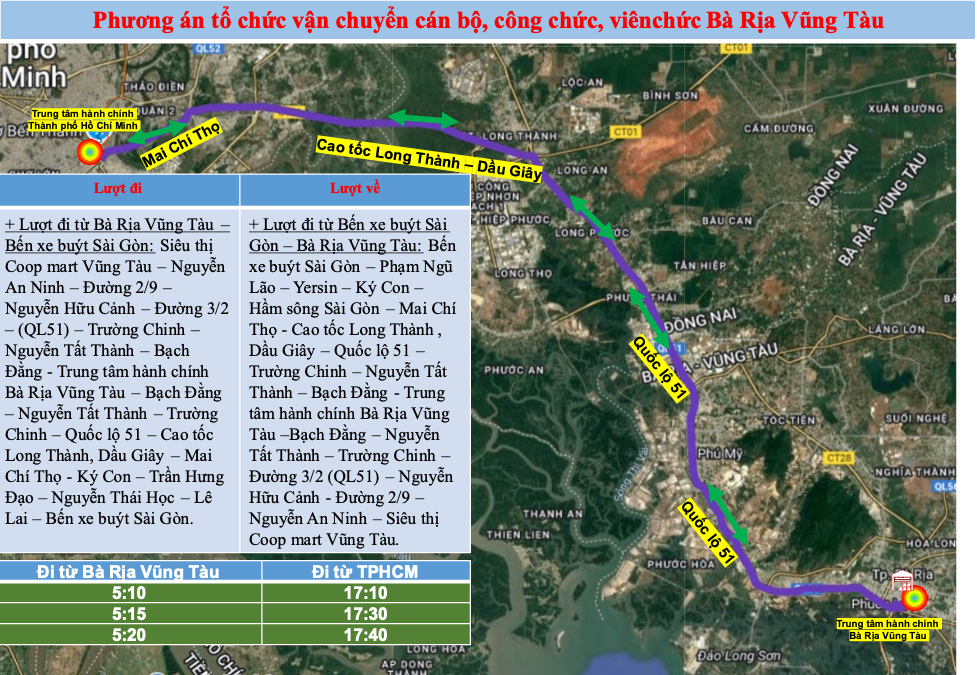 Phương án tổ chức vận chuyển cán bộ, công chức, viên chức Bà Rịa - Vũng Tàu cũ. Nguồn: Trung tâm Quản lý và Điều hành vận tải hành khách công cộng TPHCM Phương án tổ chức vận chuyển cán bộ, công chức, viên chức Bà Rịa - Vũng Tàu cũ. Nguồn: Trung tâm Quản lý và Điều hành vận tải hành khách công cộng TPHCM