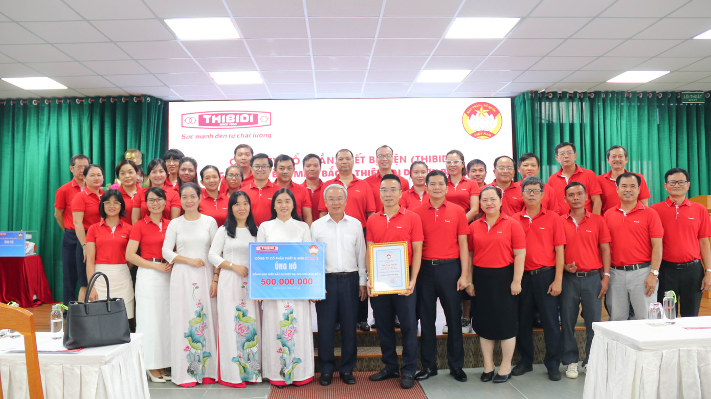THIBIDI ủng hộ đồng bào bị thiệt hại do thiên tai số tiền 500 triệu đồng.