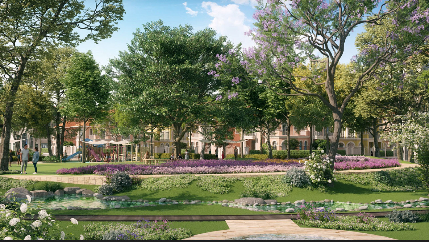 Không gian rợp bóng cây xanh tại công viên sinh thái. Ảnh phối cảnh minh họa