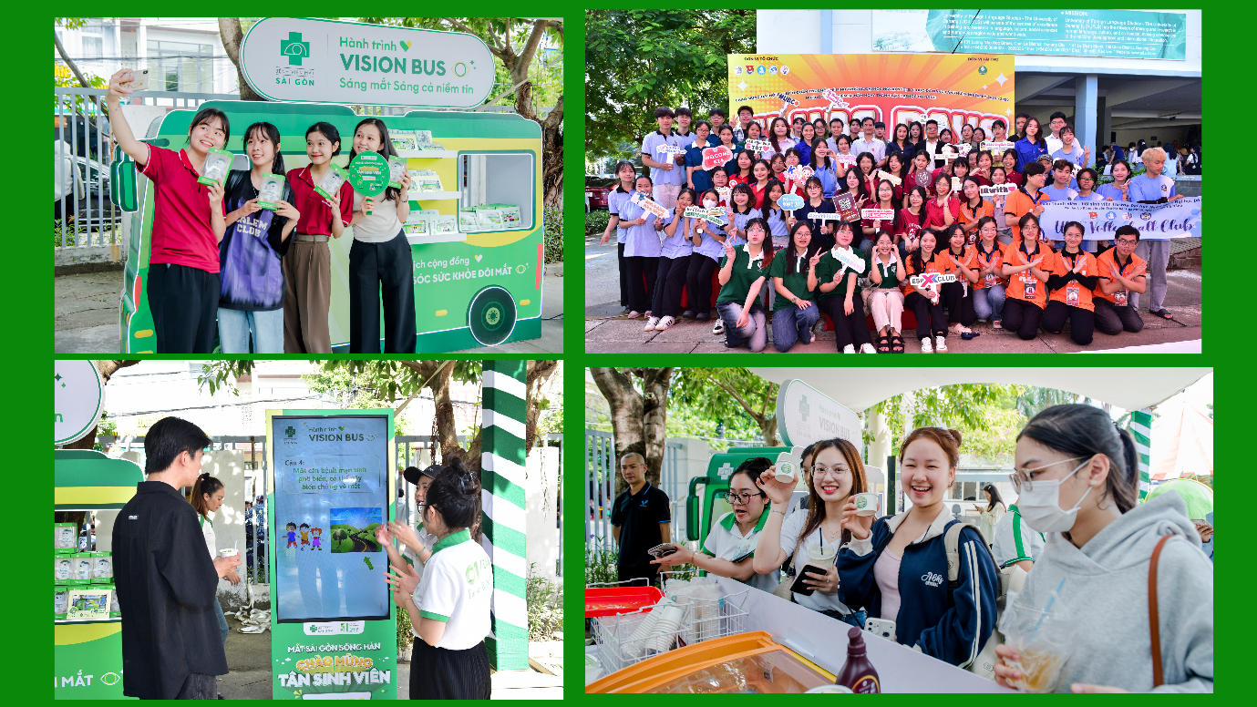 Các bạn sinh viên Trường Đại học Ngoại Ngữ tham gia tại hào hứng tham gia tại chương trình Vision Bus của Bệnh viện Mắt Sài Gòn Sông Hàn