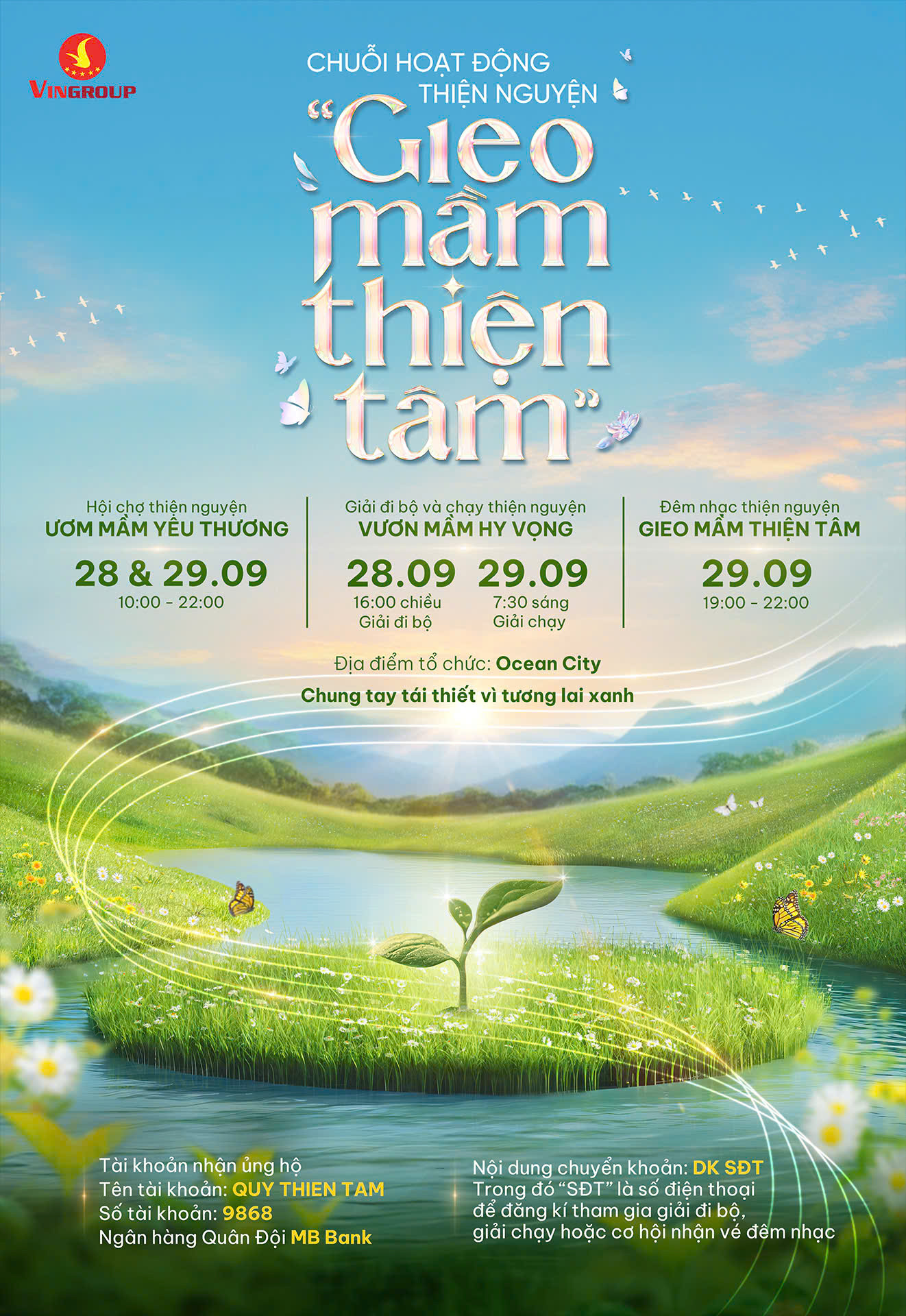 Việc gây quỹ trong khuôn khổ chương trình “Gieo mầm Thiện tâm” sẽ kéo dài từ 19/09 đến hết ngày 30/09/2024, với thông điệp xuyên suốt: Chung tay tái thiết vì tương lai xanh. Việc gây quỹ trong khuôn khổ chương trình “Gieo mầm Thiện tâm” sẽ kéo dài từ 19/09 đến hết ngày 30/09/2024, với thông điệp xuyên suốt: Chung tay tái thiết vì tương lai xanh.