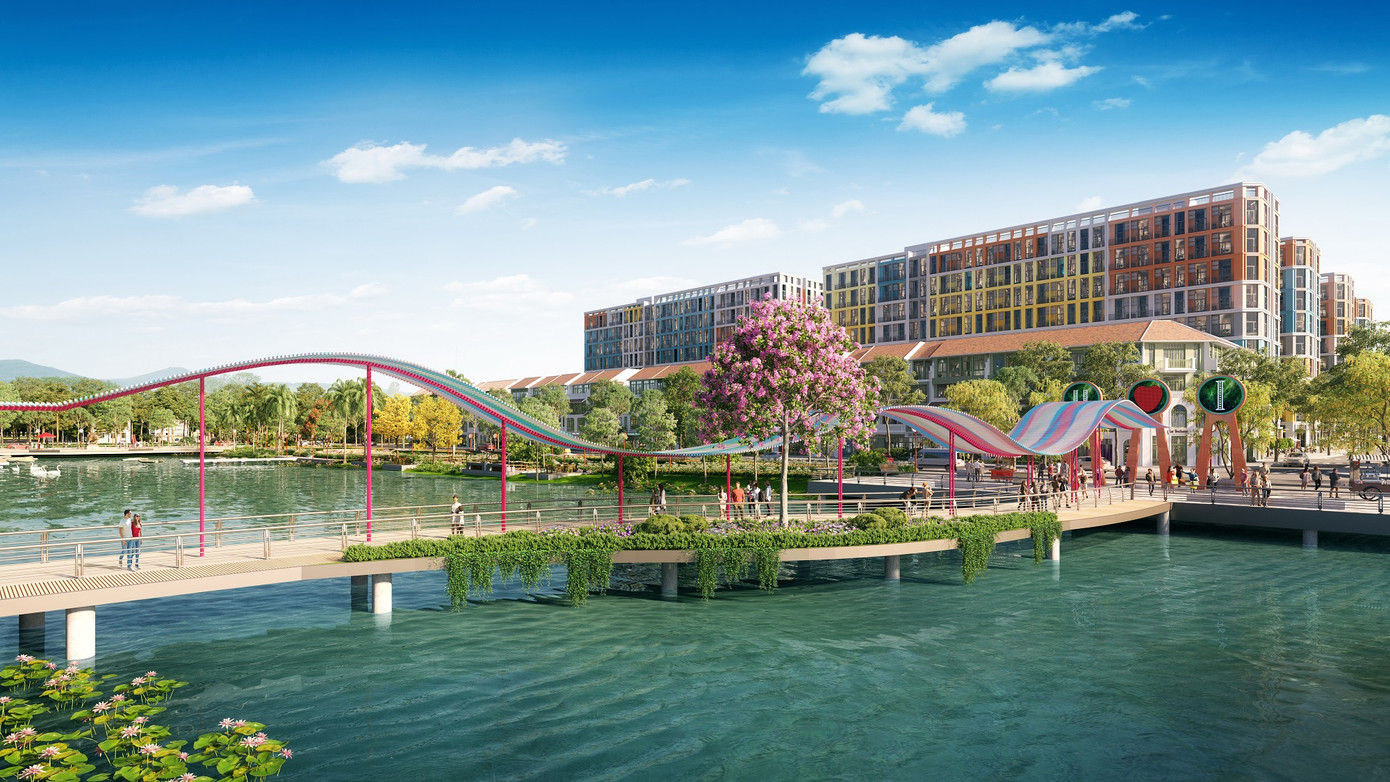 Công viên lễ hội là tâm điểm sôi động của Sun Urban City. Ảnh phối cảnh minh họa