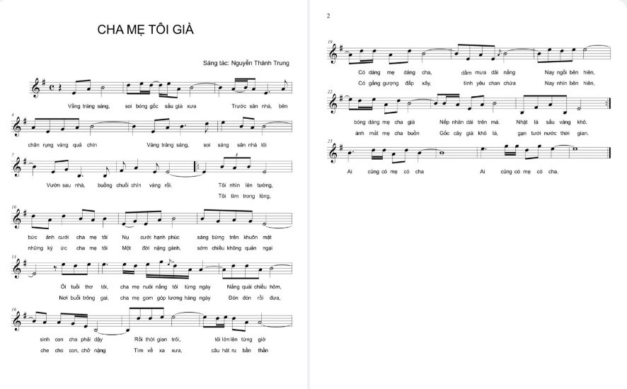 Lời bài hát "Cha mẹ tôi già".