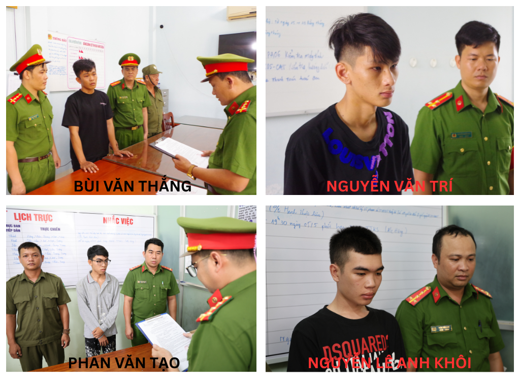 Các đối tượng tại cơ quan công an. Ảnh: CACC.