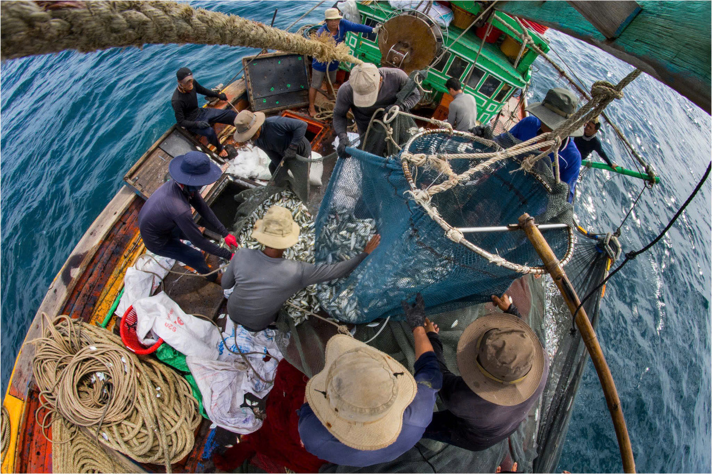 Hiện toàn tỉnh có hơn 8.400 tàu cá dài từ 6 m trở lên, trong đó gần 2.000 tàu được lắp thiết bị giám sát hành trình VMS. Với vùng biển rộng khoảng 52.000km², biển Lâm Đồng là một trong ba ngư trường lớn nhất cả nước, đội tàu của tỉnh những năm qua phát triển nhanh cả về quy mô, công suất lẫn năng lực khai thác. Mục tiêu đến cuối năm 2025 sản lượng đánh bắt đạt 243.200 tấn. Ảnh : Hữu Tuấn.
