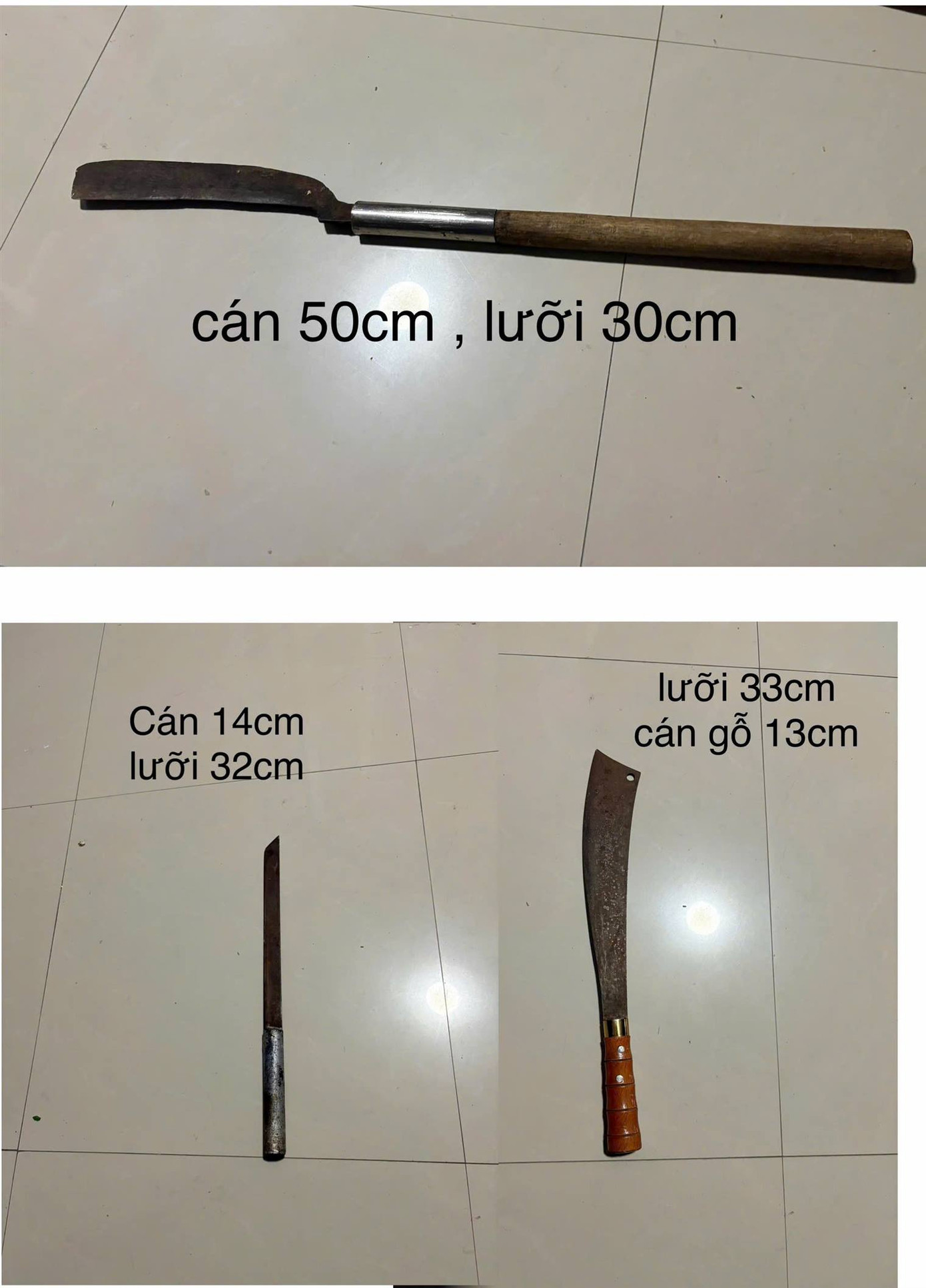 Tang vật thu giữ của các đối tượng