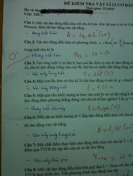 Ảnh chụp bài kiểm tra bị điểm 0 gây xôn xao dân mạng