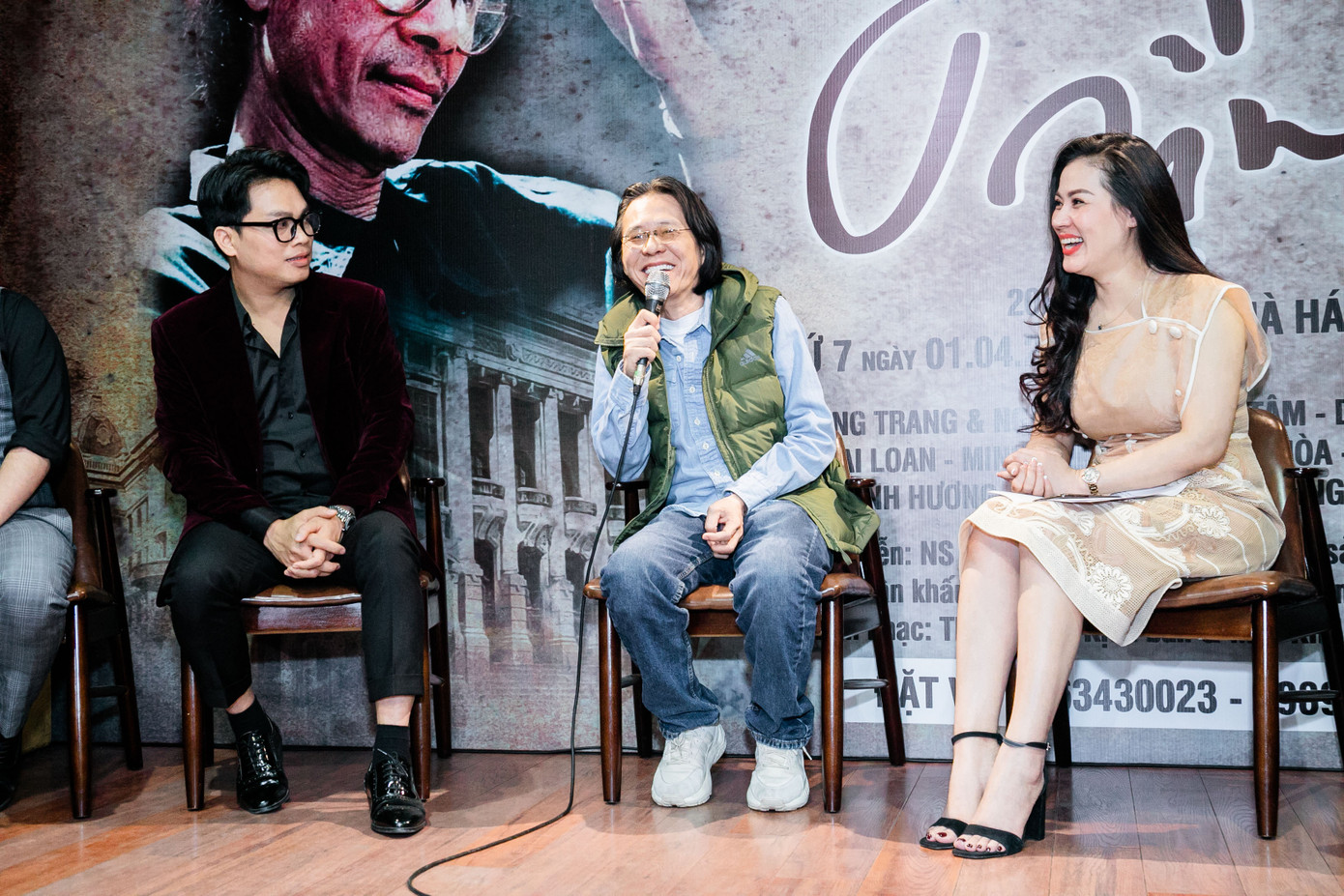 Ê-kíp sản xuất chương trình từ trái qua: ca sĩ Lê Tâm, nhạc sĩ Nguyễn Quang và ca sĩ Ngọc Châm. Ảnh: BTC. Ê-kíp sản xuất chương trình từ trái qua: ca sĩ Lê Tâm, nhạc sĩ Nguyễn Quang và ca sĩ Ngọc Châm. Ảnh: BTC.