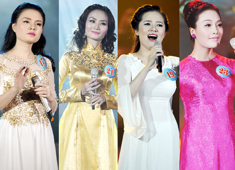 Các thí sinh của dòng dân gian Trần Thụy Miên, Phương Thúy, Thùy Dung, Huyền Trang 