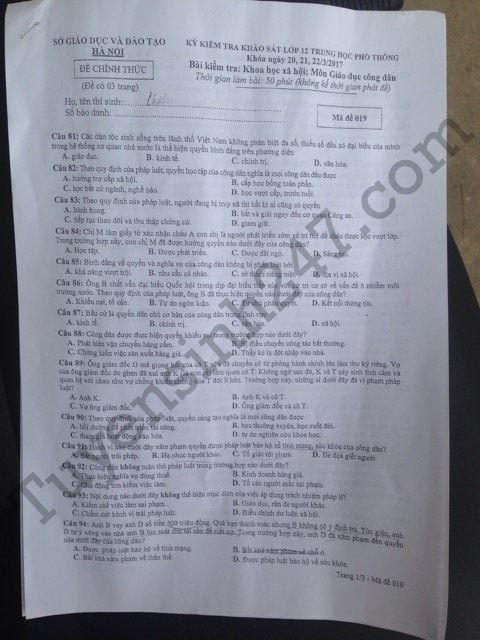 Thi thử THPT quốc gia ở Hà Nội: Đề Khoa học Xã hội gây bất ngờ ảnh 9