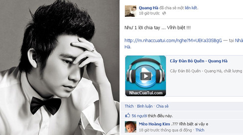 Quang Hà chia sẻ cảm giác mất mát trước tin NS Phạm Duy qua đời trên facebook