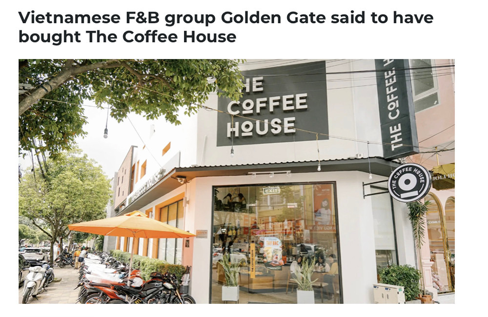 Chuỗi cà phê The Coffee House được cho là đã về tay Golden Gate. Ảnh: DealStreetAsia.