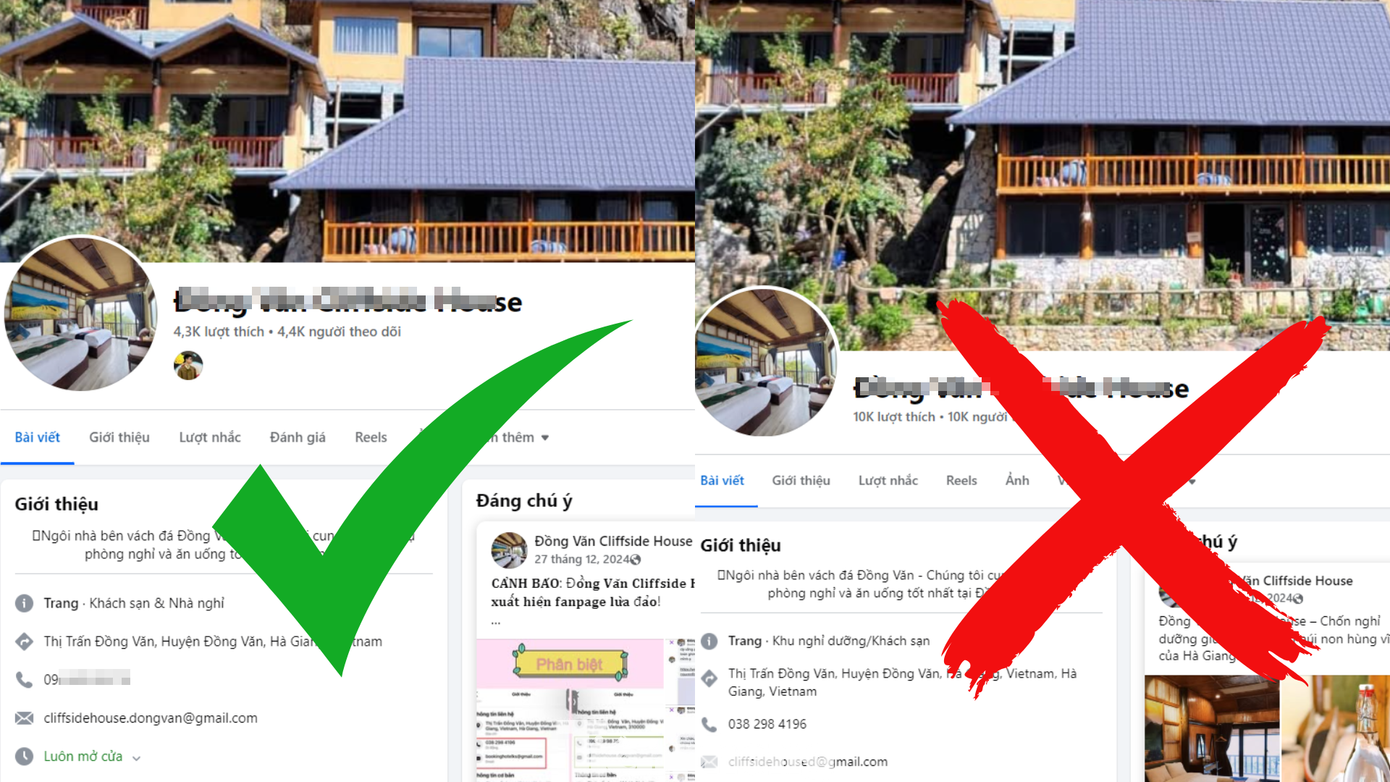 Thủ đoạn lừa đảo du khách qua fanpage facebook ngày càng tinh vi. Ảnh: Chụp màn hình. Thủ đoạn lừa đảo du khách qua fanpage facebook ngày càng tinh vi. Ảnh: Chụp màn hình.
