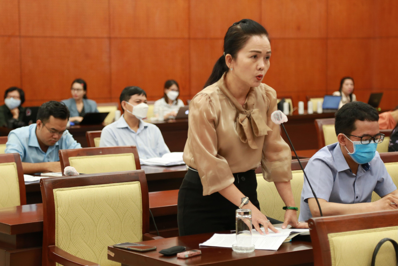 Bà Ngô Thị Hoàng Các trình bày tại kỳ họp. Ảnh: Ngô Tùng