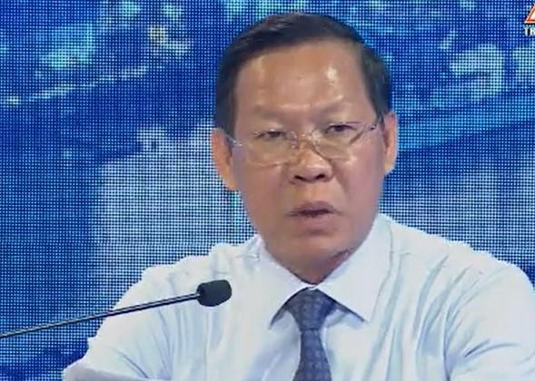 Chủ tịch UBND TPHCM Phan Văn Mãi trao đổi tại chương trình. Ảnh chụp màn hình. Chủ tịch UBND TPHCM Phan Văn Mãi trao đổi tại chương trình. Ảnh chụp màn hình.