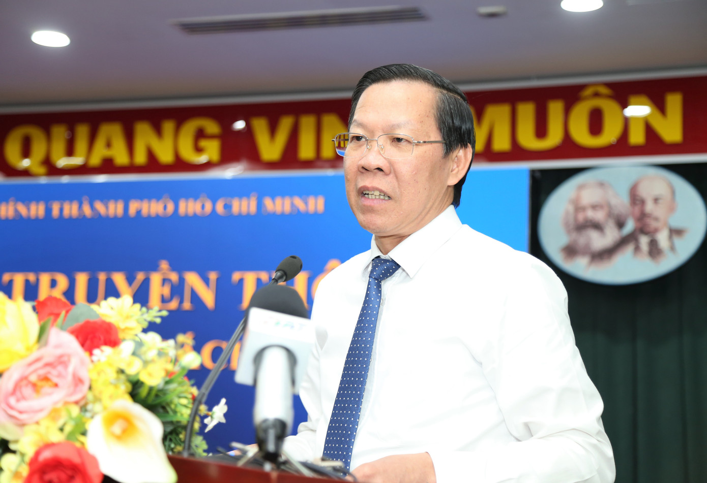 Chủ tịch UBND TPHCM Phan Văn Mãi phát biểu tại hội nghị. Ảnh: Ngô Tùng Chủ tịch UBND TPHCM Phan Văn Mãi phát biểu tại hội nghị. Ảnh: Ngô Tùng