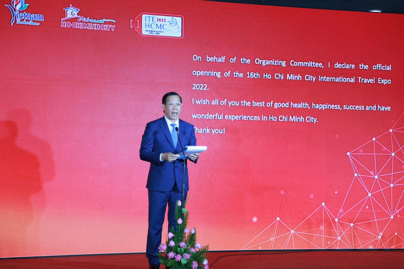 Ông Phan Văn Mãi, Chủ tịch UBND TPHCM phát biểu khai mạc hội chợ ITE HCMC 2022. Ông Phan Văn Mãi, Chủ tịch UBND TPHCM phát biểu khai mạc hội chợ ITE HCMC 2022.