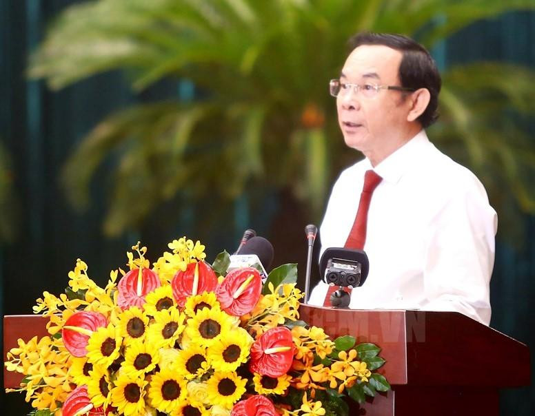 Bí thư Thành ủy TPHCM Nguyễn Văn Nên phát biểu tại hội thảo. Ảnh: SGGP