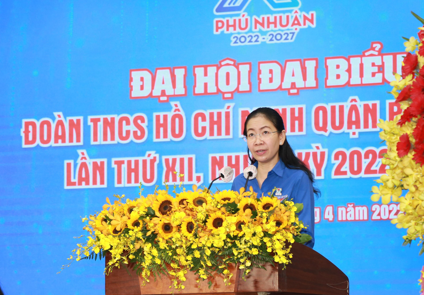 Bí thư Thành Đoàn TPHCM Phan Thị Thanh Phương phát biểu tại đại hội