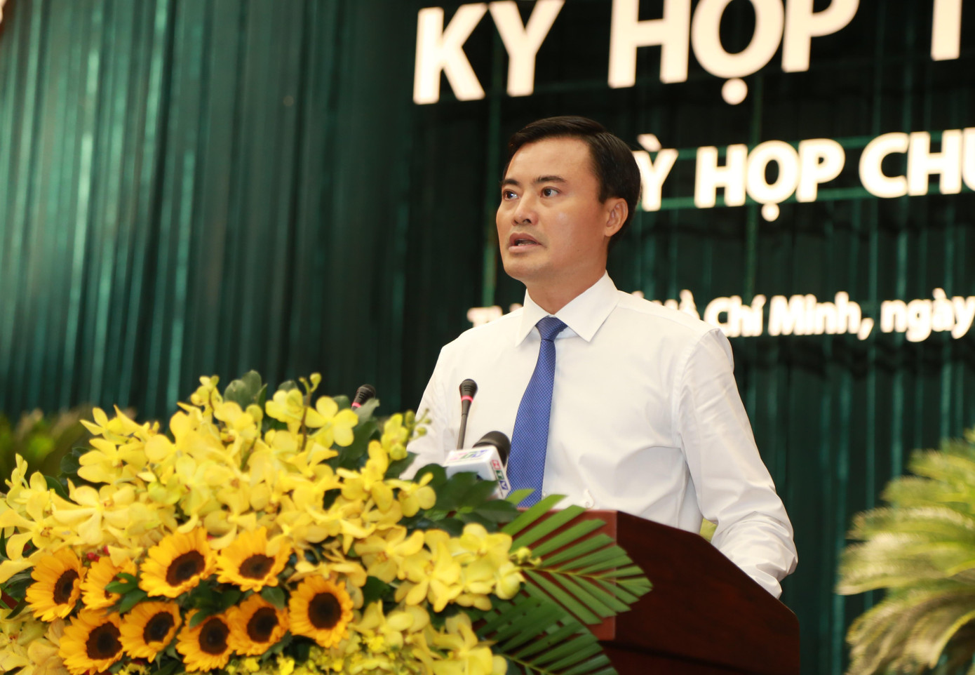 Ông Bùi Xuân Cường trình bày chương trình hành động của mình.