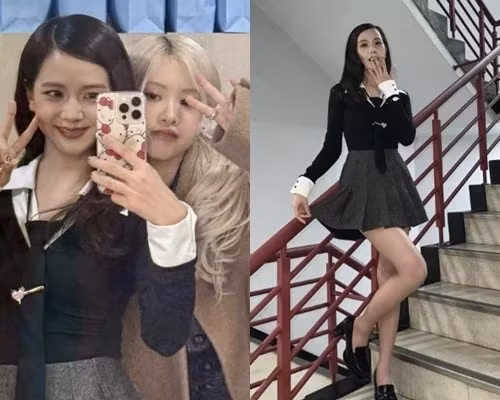 Trong khi đó, Rosé đã đến tận nơi để cổ vũ và tặng hoa cho chị cả Jisoo của BLACKPINK, khi cô tái xuất với mini album Amortage.