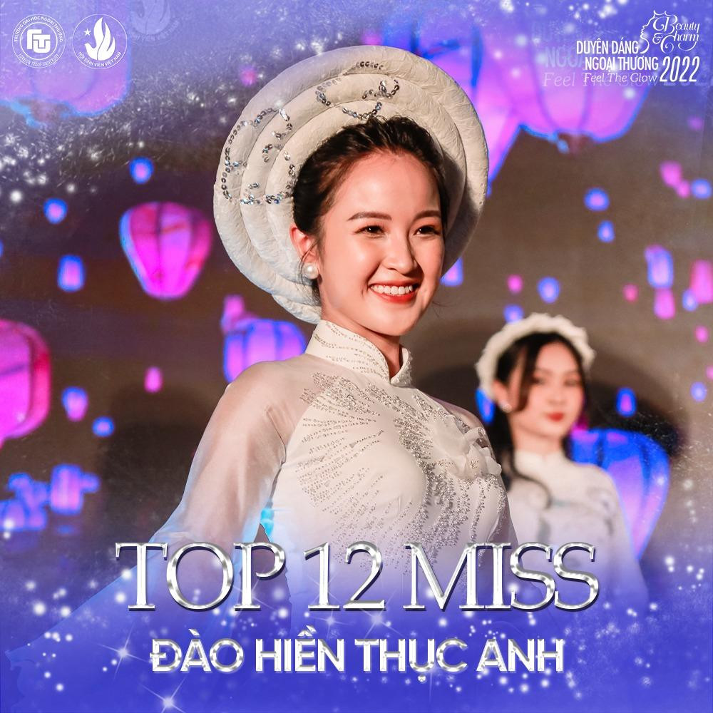 Mới đây, cô nàng Đào Hiền Thục Anh vui mừng thông báo trên trang cá nhân về việc lọt top 12 của vòng chung kết cuộc thi Duyên dáng Ngoại thương 2022. Việc cô nàng 'tiểu tam' Thùy Dương đáng ghét của bộ phim 'Hương vị tình thân' quyết định tham dự một cuộc thi nhan sắc khiến nhiều fans bất ngờ.