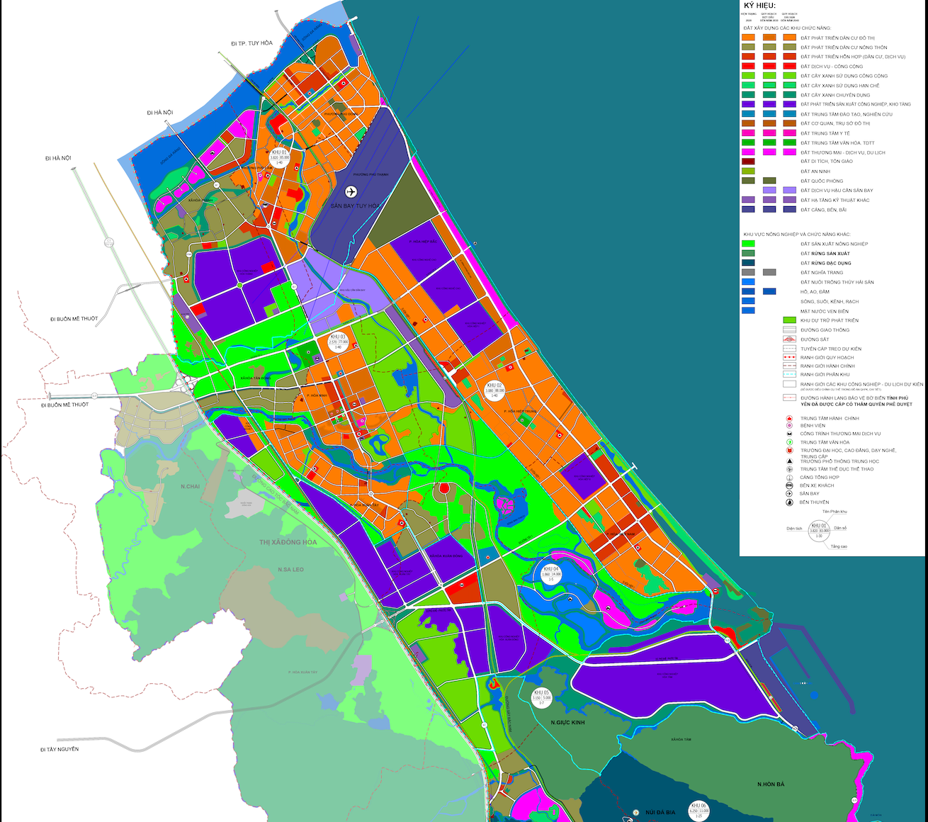 Bản đồ quy hoạch sử dụng đất theo từng giai đoạn của Khu Kinh tế Nam Phú Yên.
